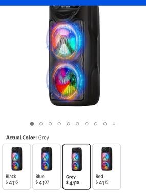 Portable Bluetooth Party Speaker with LED Lights - Grey